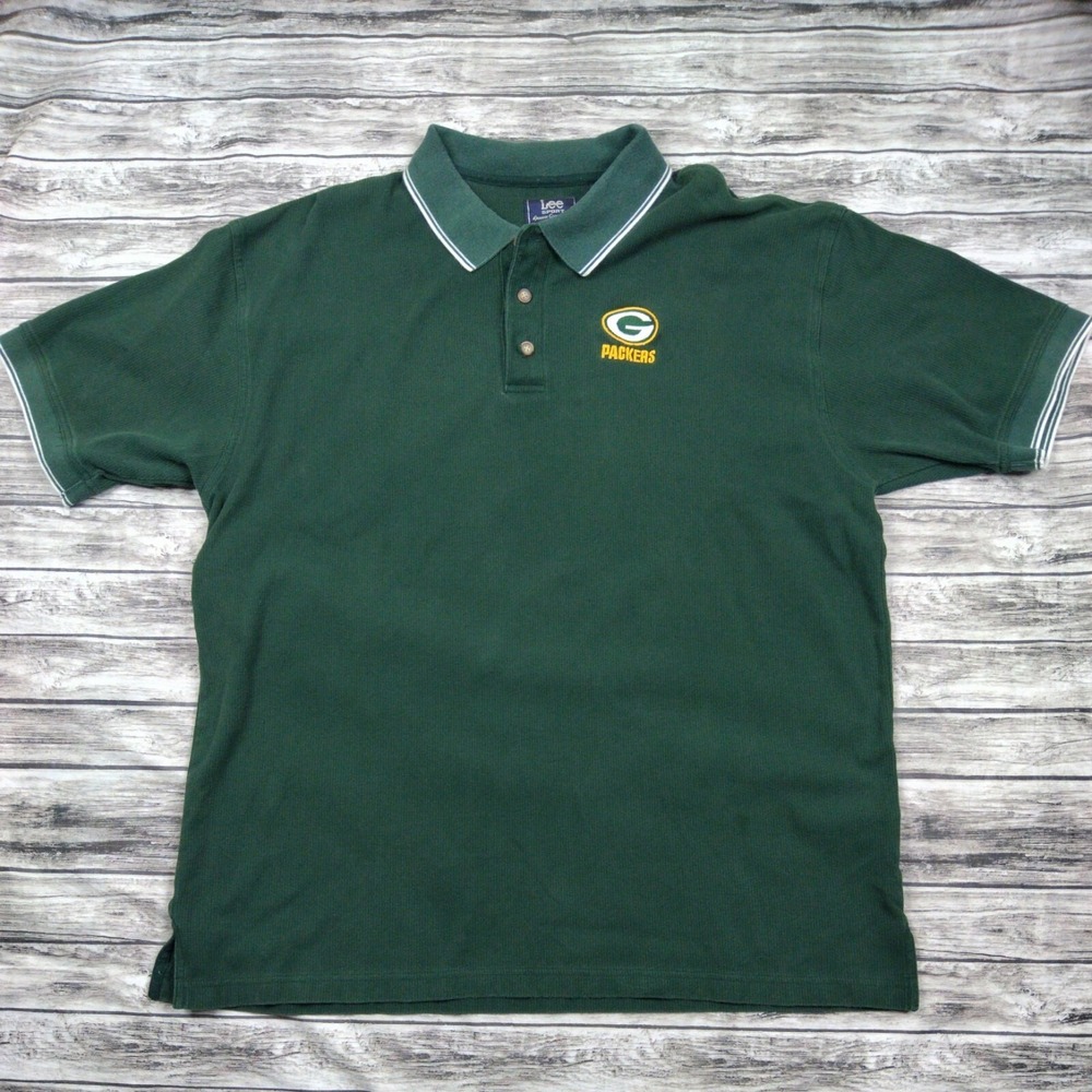 Vintage Lee Sports Green Bay Packers NFL Green Polo Shirt Men's XXL